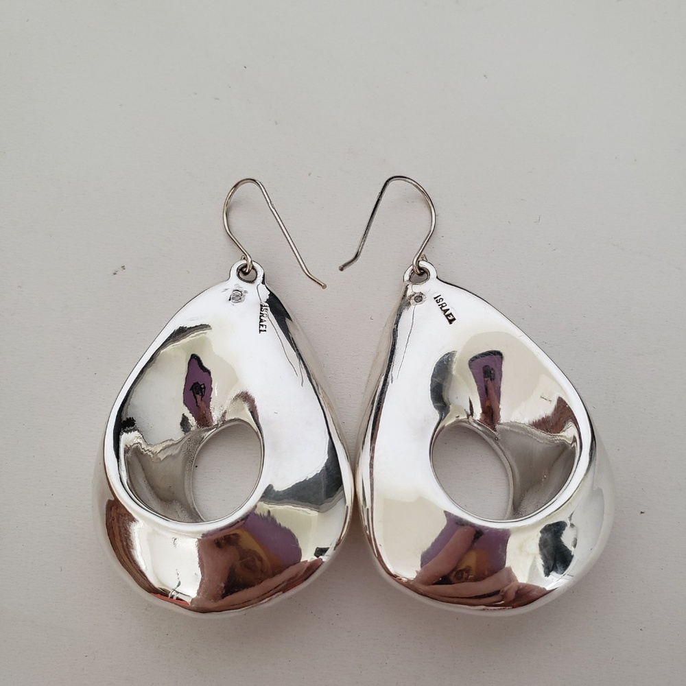 E&L Israel Sterling Silver Electroform Drop Earrings - Picture 4 of 7